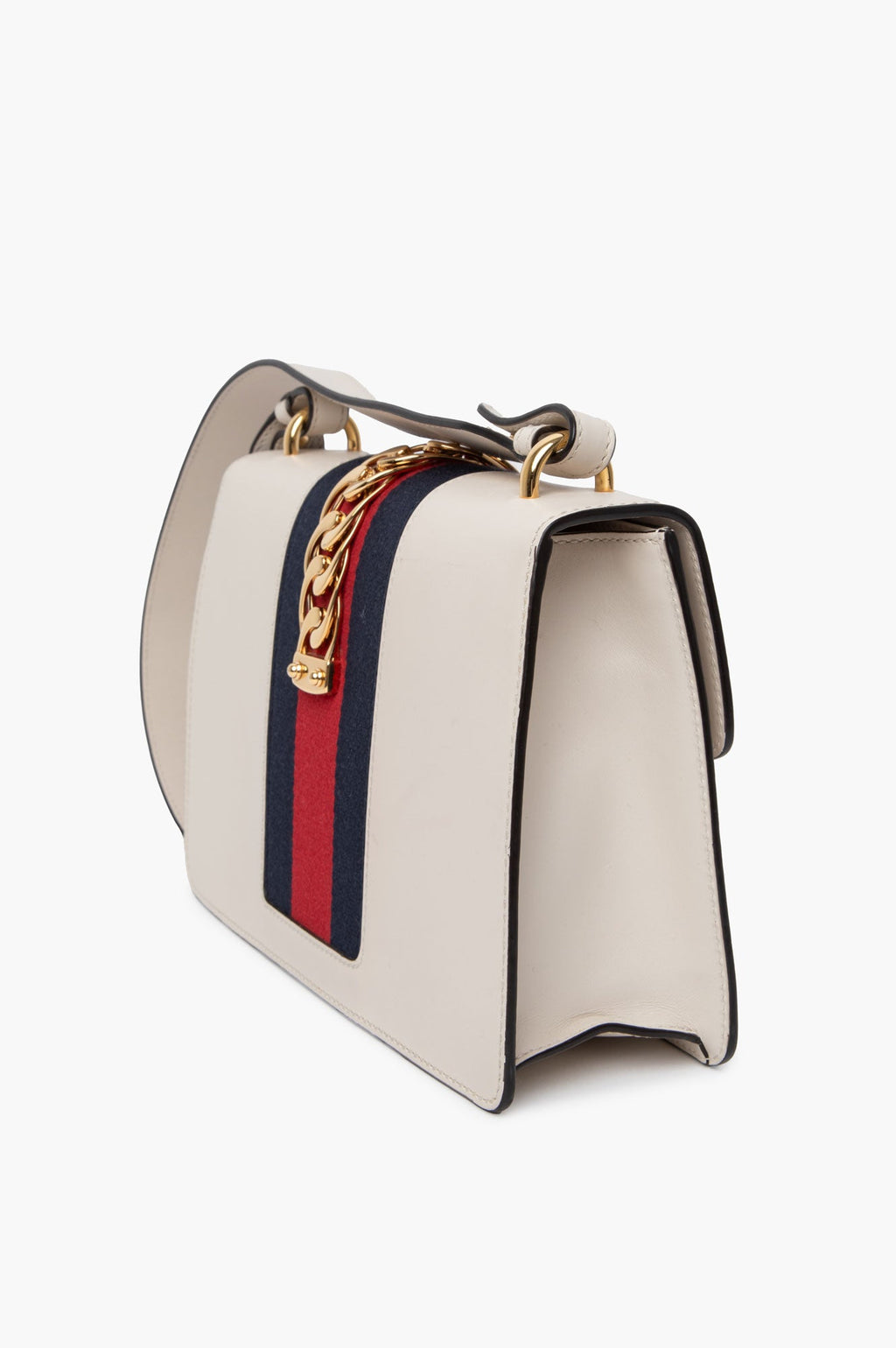 Gucci Medium White Leather Sylvie Shoulder Bag
