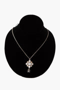 Chanel CC Logo With Diamond Rhinestone Pendant Ruthenium Necklace