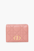 Christian Dior Caro Medium Trifold Cannage Wallet Pink