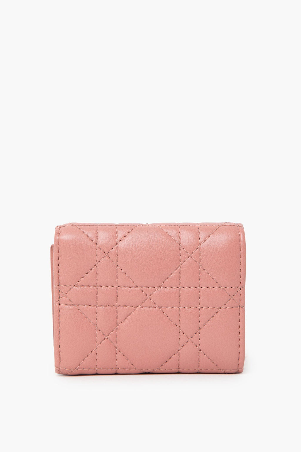 Christian Dior Caro Medium Trifold Cannage Wallet Pink