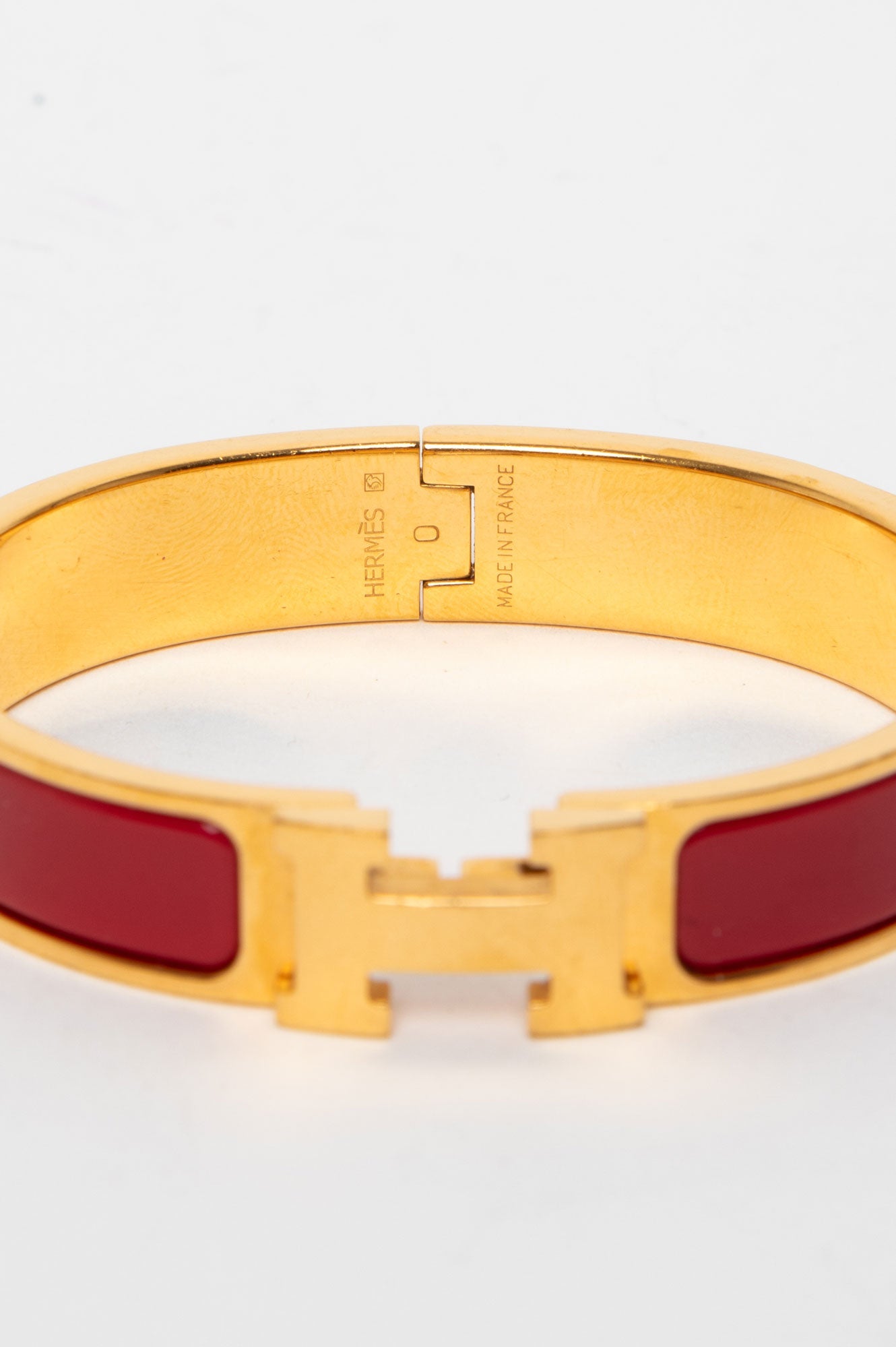 Hermès Gold Plated Red Clic H Bracelet