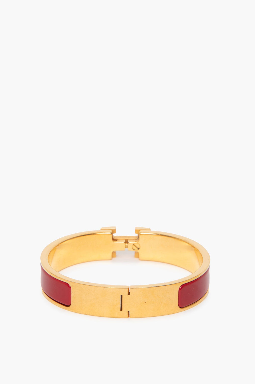 Hermès Gold Plated Red Clic H Bracelet