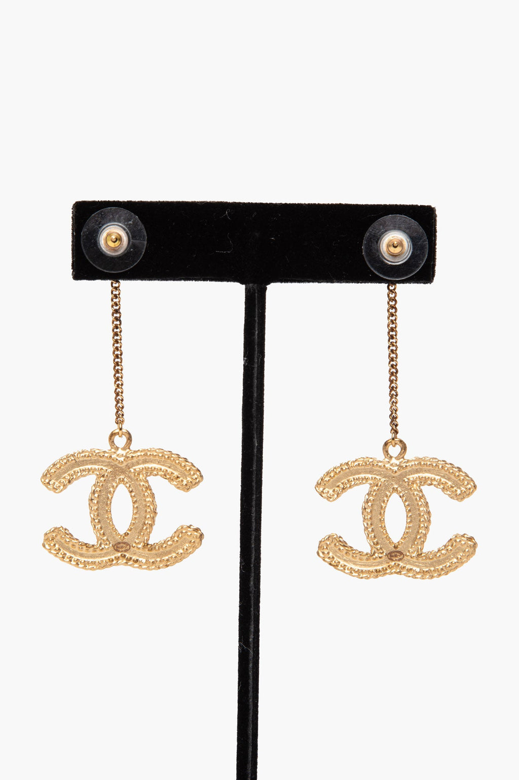 Chanel Matte Gold CC Chain Drop Earrings