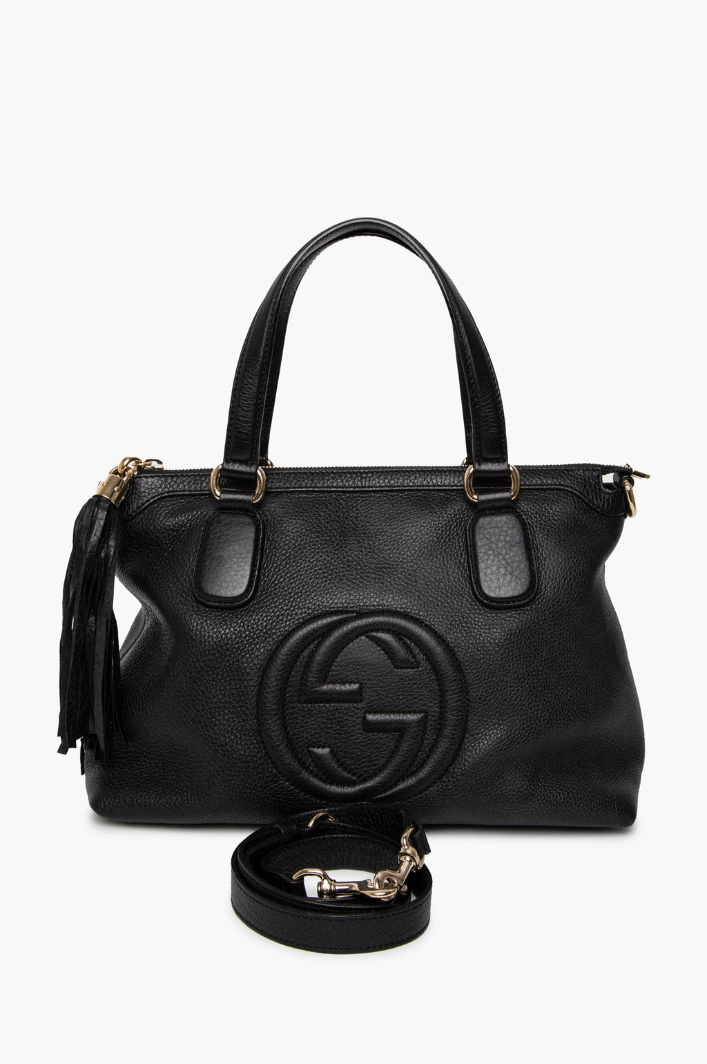 Gucci Black Pebbled Leather Soho Working Tote Bag