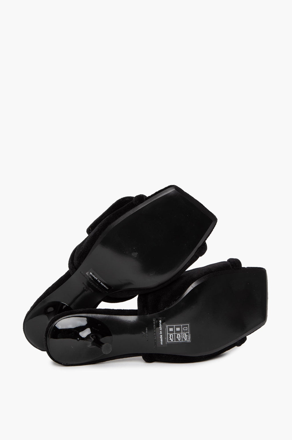 Alexander Wang Black Velour Jessie Padded Logo Slides Size 37