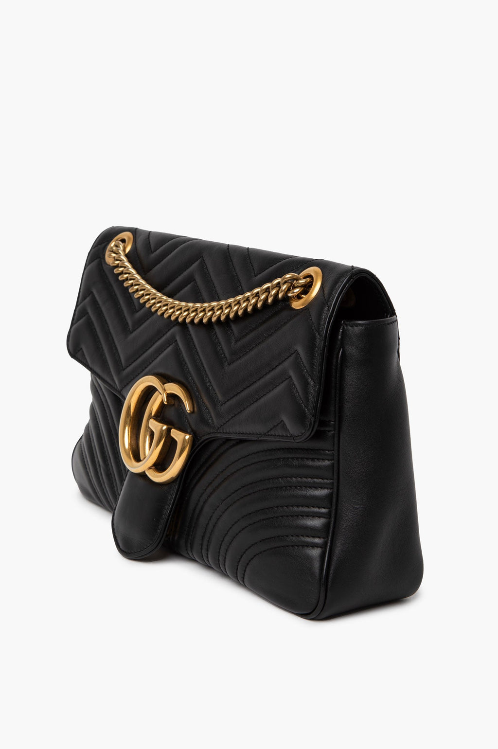 Gucci Black Leather Marmont Large Shoulder Bag