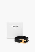 Black Taurillon Leather Medium Triomphe Logo Belt Size 75