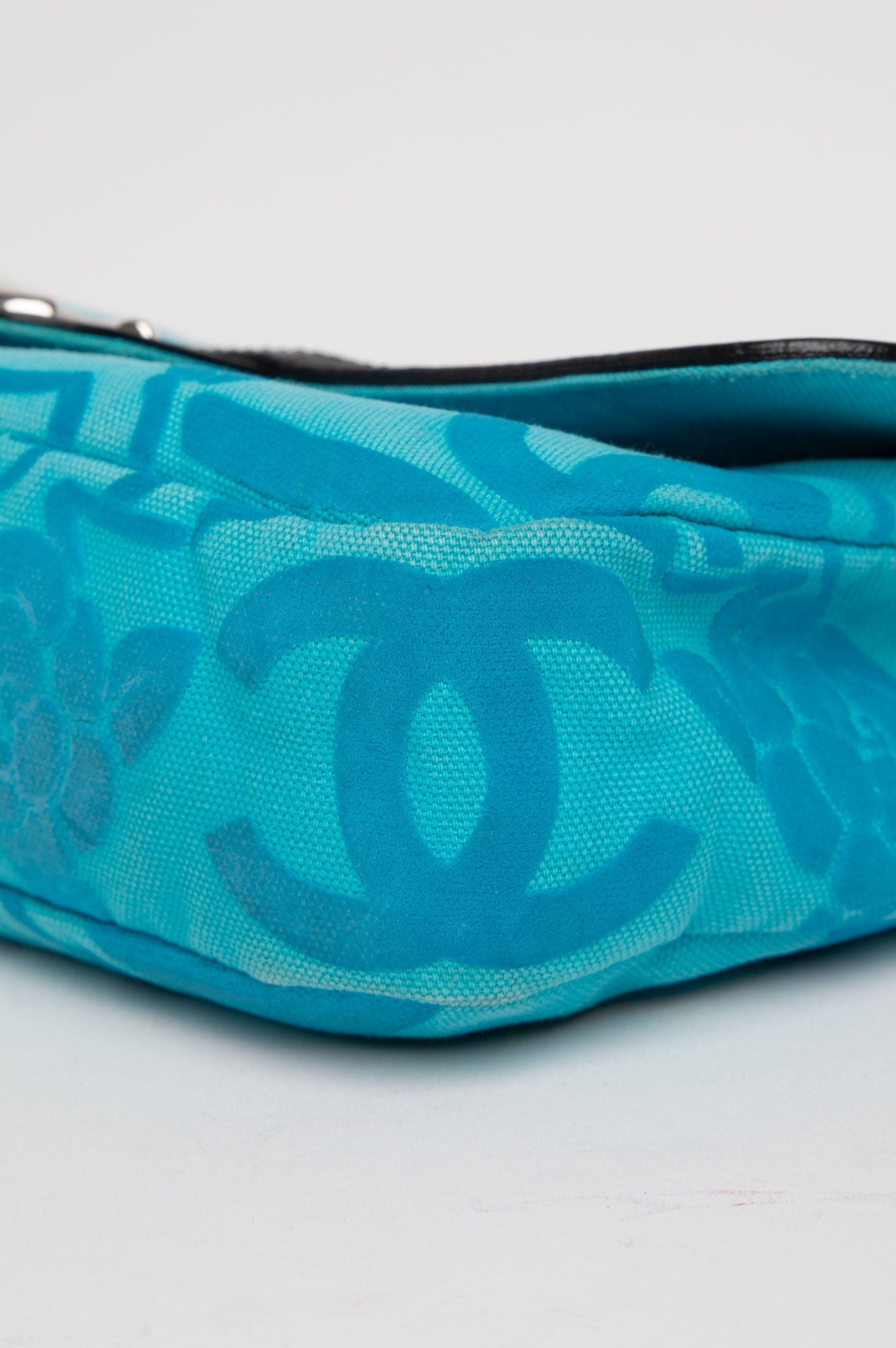Chanel Blue Camellia Single Flap Shoulder Bag
