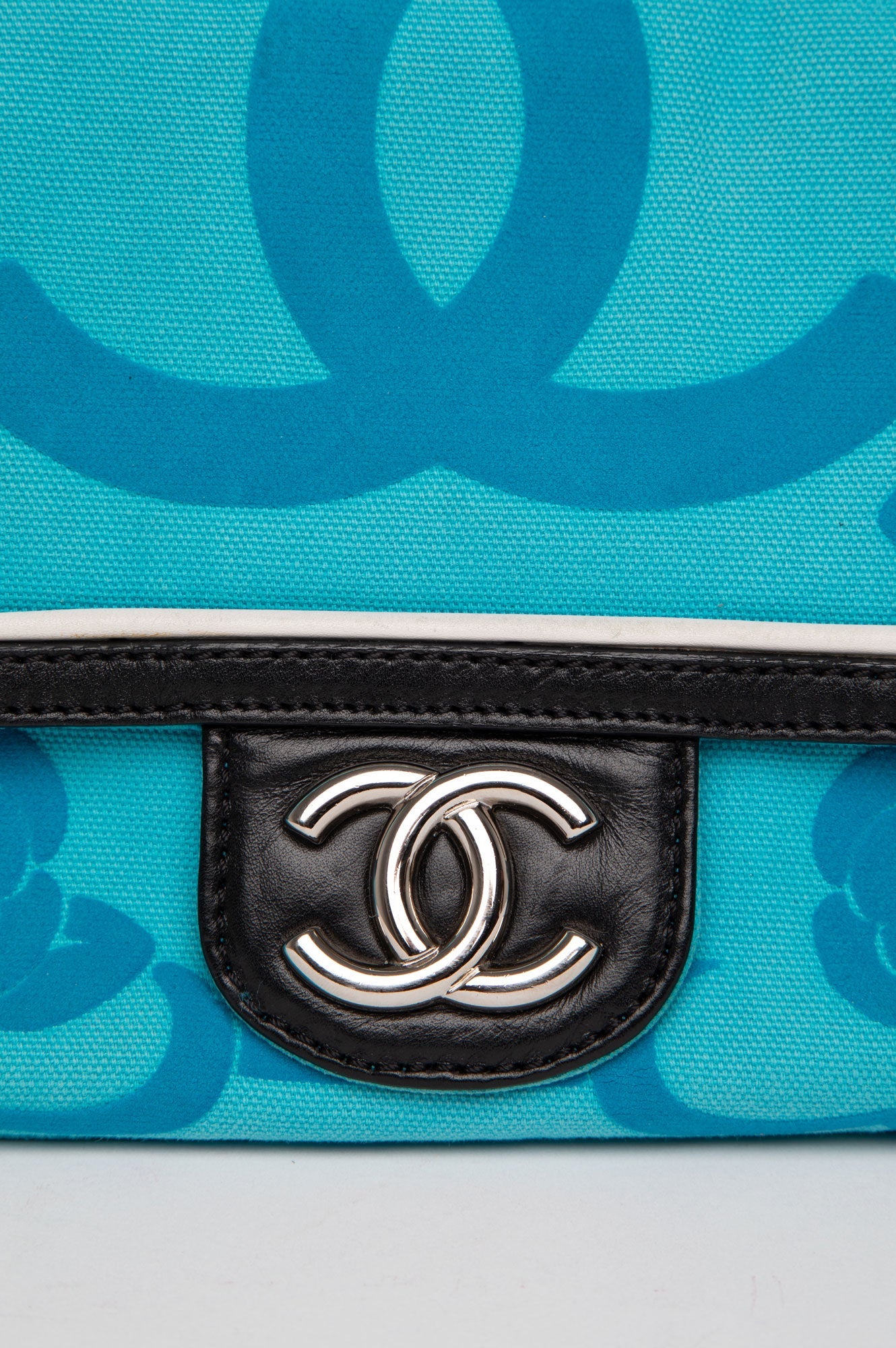 Chanel Blue Camellia Single Flap Shoulder Bag