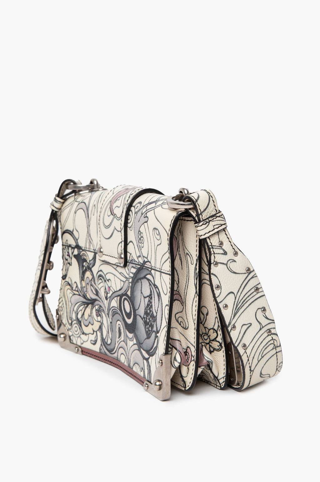 Prada x James Jean Limited Edition Glace Calfskin Rabbit Print Cahier Bag