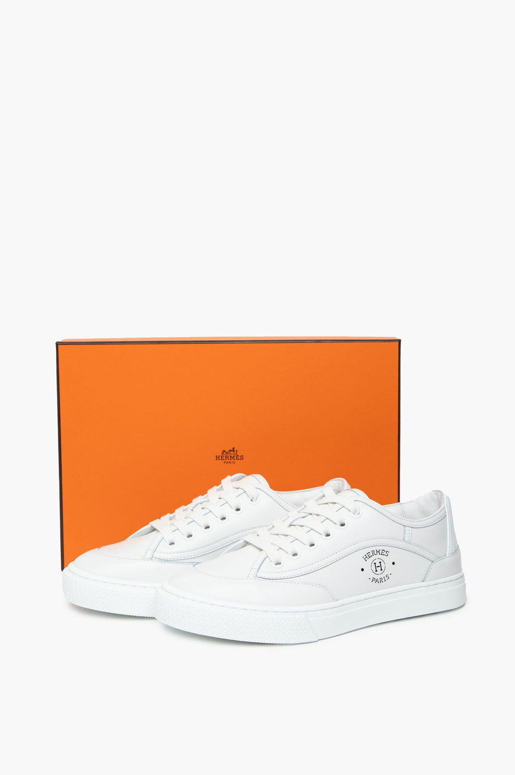 Hermès White Calfskin Get Sneakers Size 37
