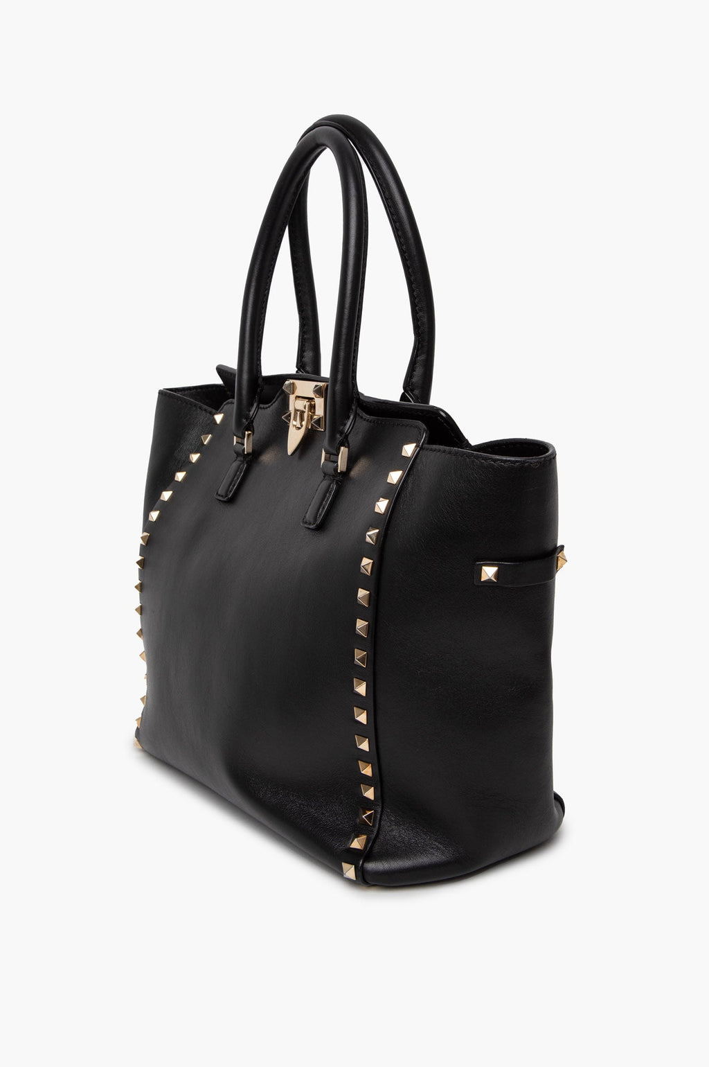 Valentino Black Calfskin Medium Rockstud Tote w/ Strap