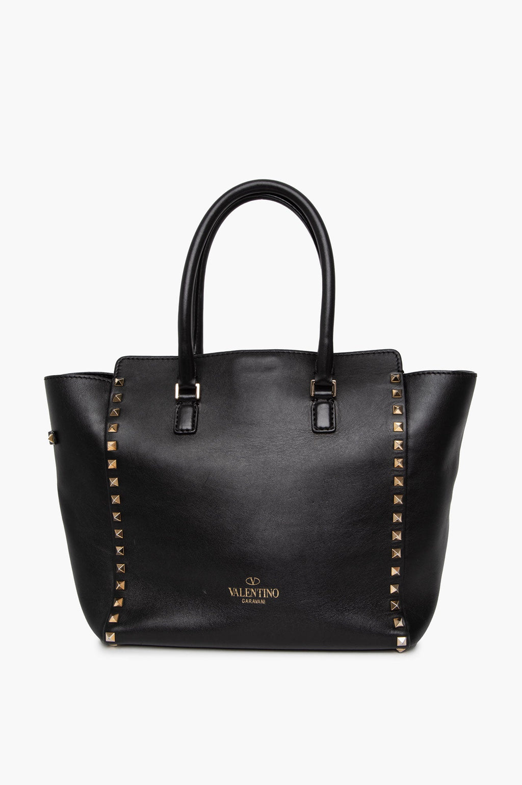 Valentino Black Calfskin Medium Rockstud Tote w/ Strap