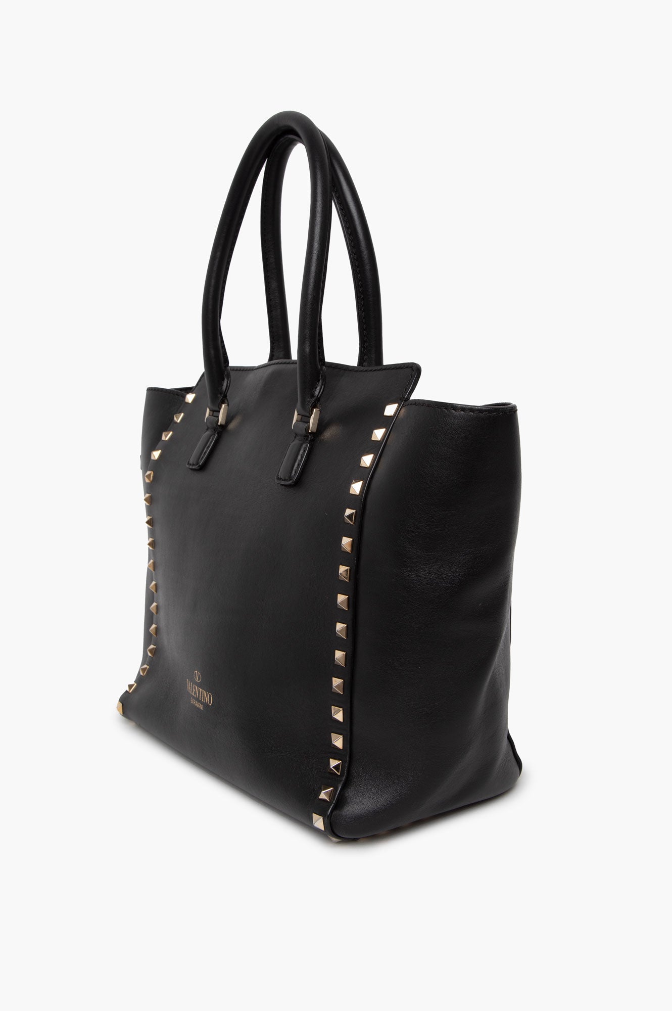 Valentino Black Calfskin Medium Rockstud Tote w/ Strap