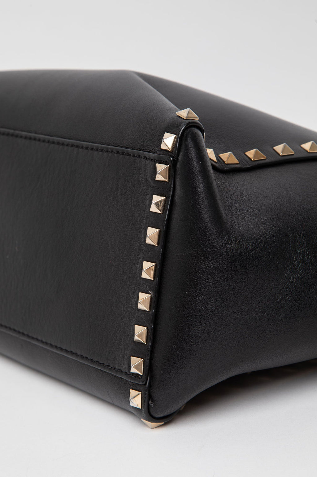 Valentino Black Calfskin Medium Rockstud Tote w/ Strap