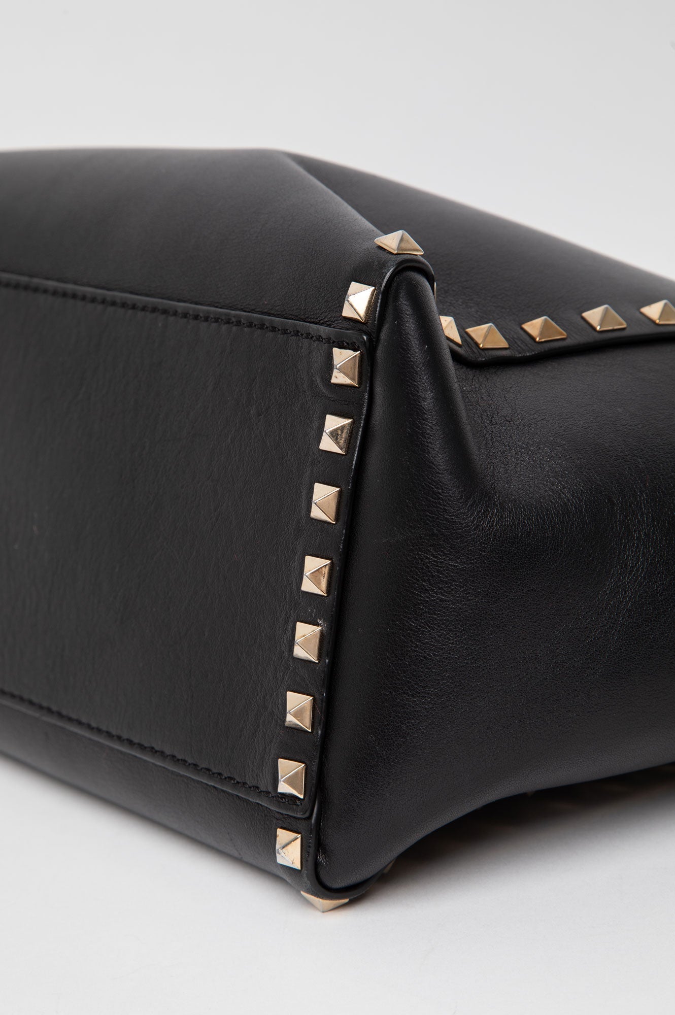 Valentino Black Calfskin Medium Rockstud Tote w/ Strap