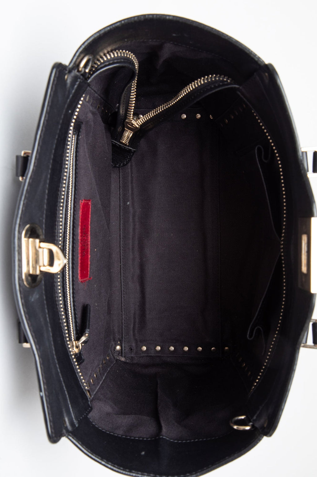 Valentino Black Calfskin Medium Rockstud Tote w/ Strap
