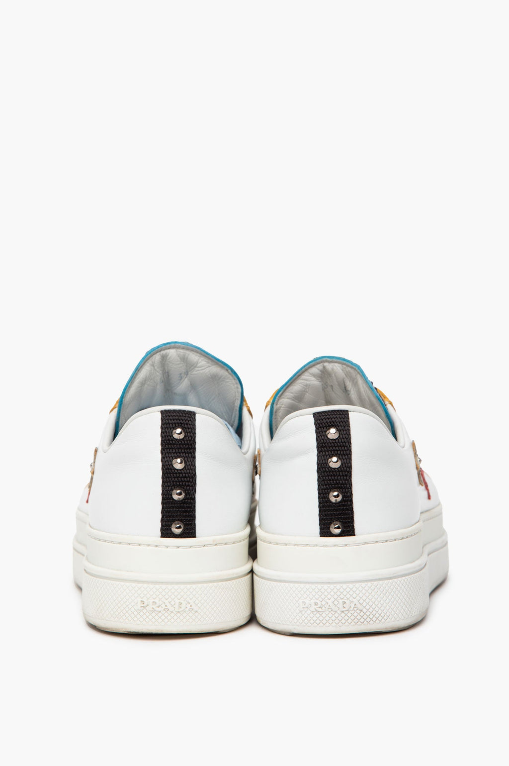 Prada White Leather Robot Applique Platform Sneakers Size 39