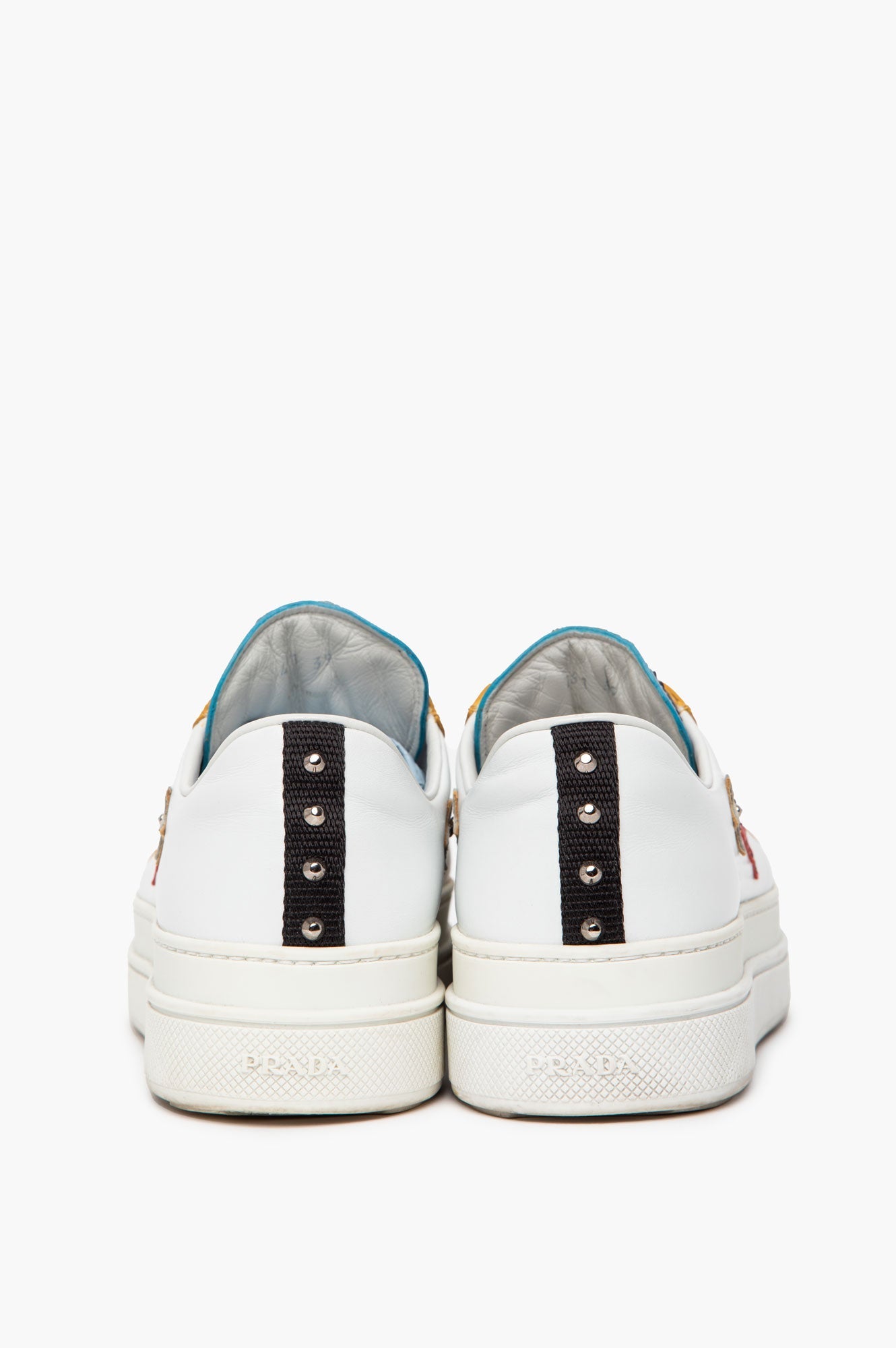 Prada White Leather Robot Applique Platform Sneakers Size 39
