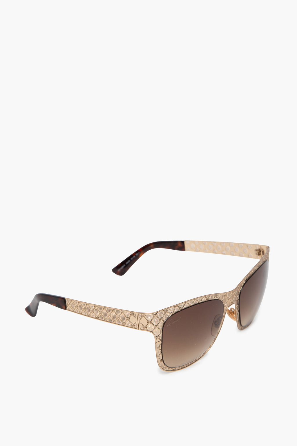 Gucci Gold-Tone Metal Monogram Frame GG 4266/S Sunglasses