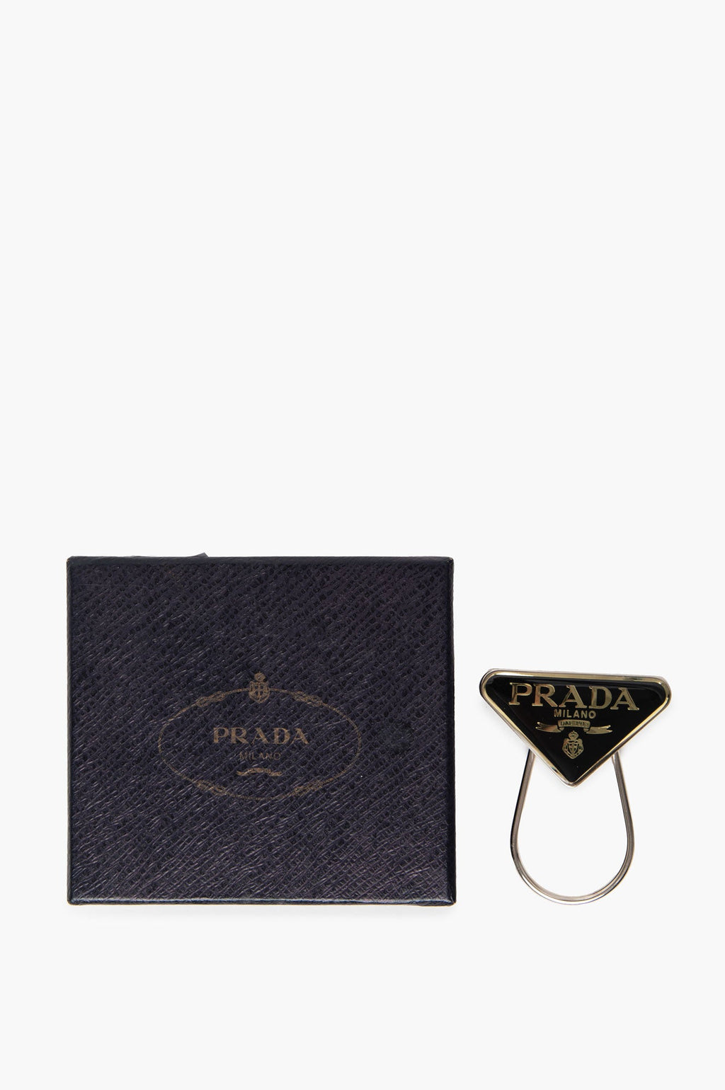 Prada Enamel Triangle Logo Key Ring