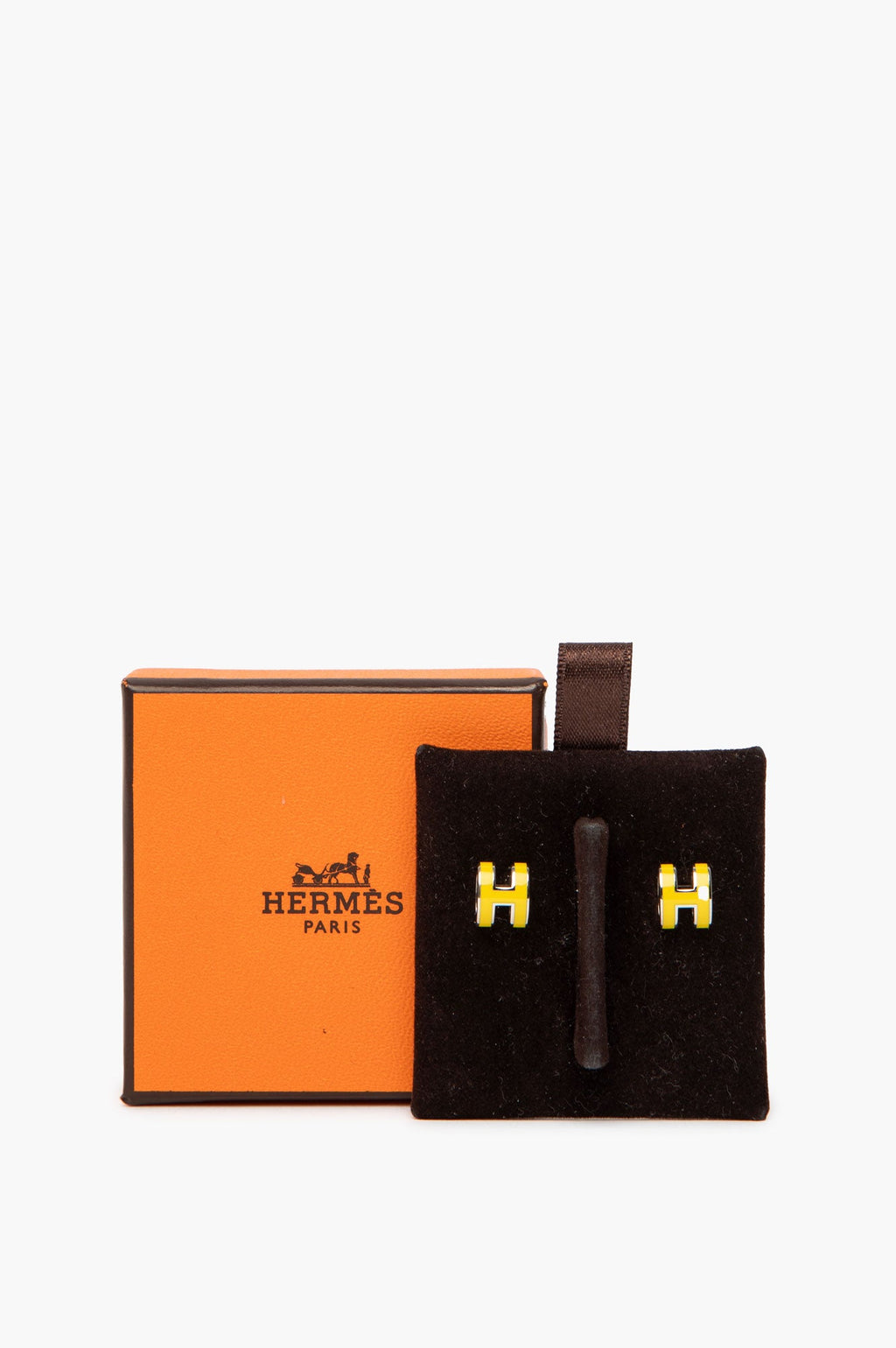 Hermès Palladium Plated Yellow Mini Pop H Earrings