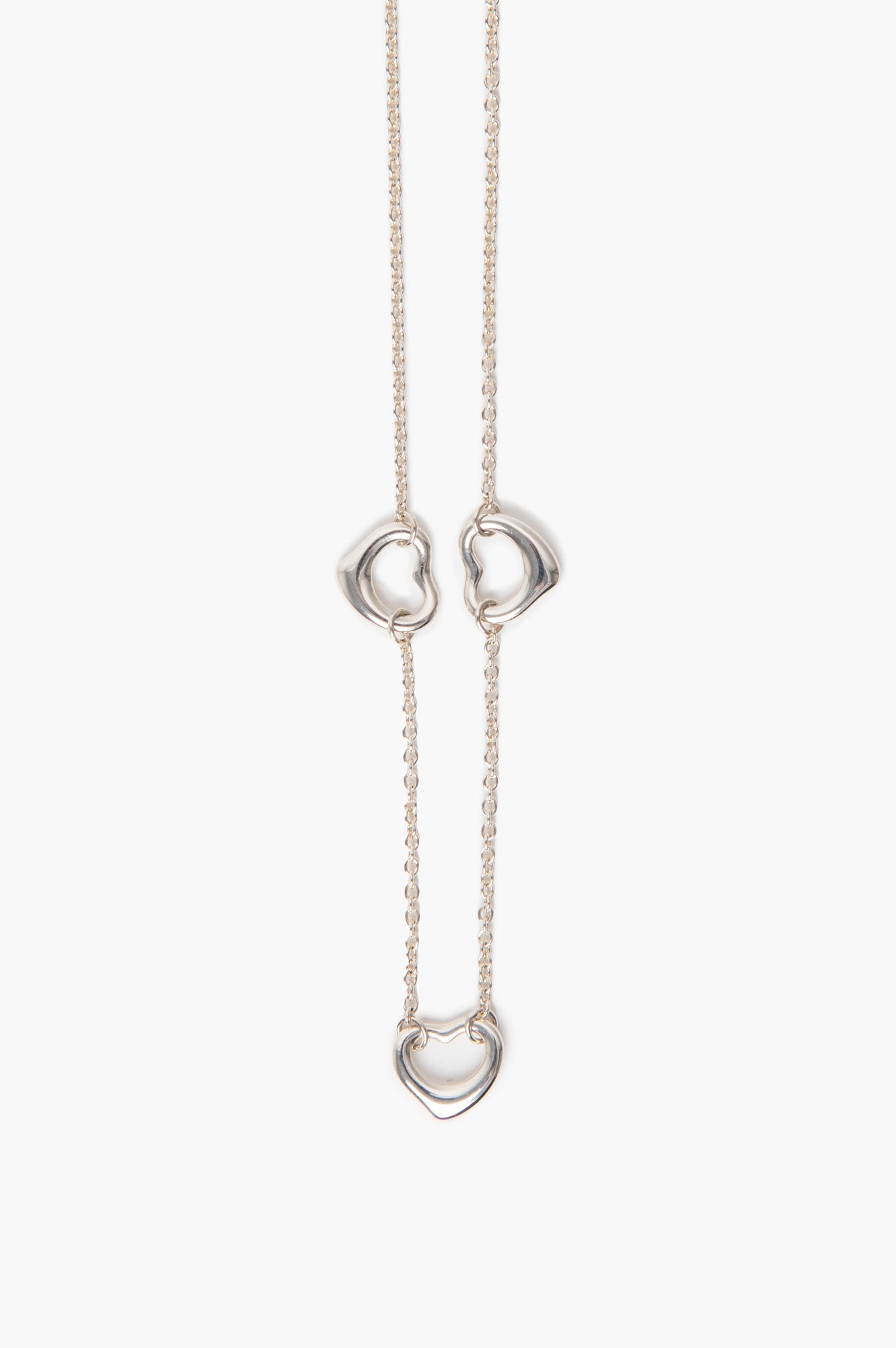 Tiffany & Co. Elsa Peretti Sterling Silver Triple Open Heart Necklace