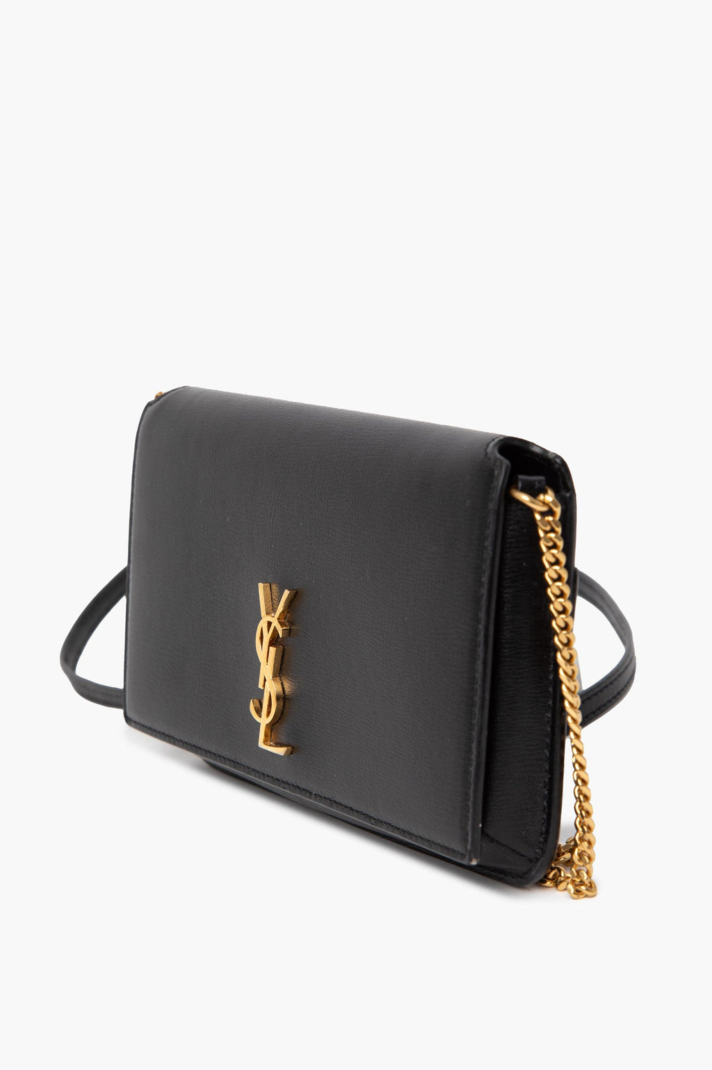 Saint Laurent Black Smooth Leather Cassandre Phone Bag