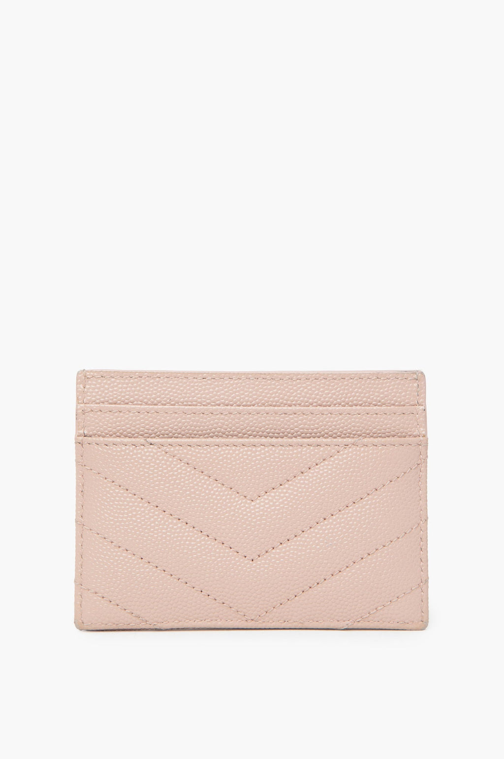 Saint Laurent Cassandre Matelasse Card Case in Poudre Embossed Leather Dark Beige