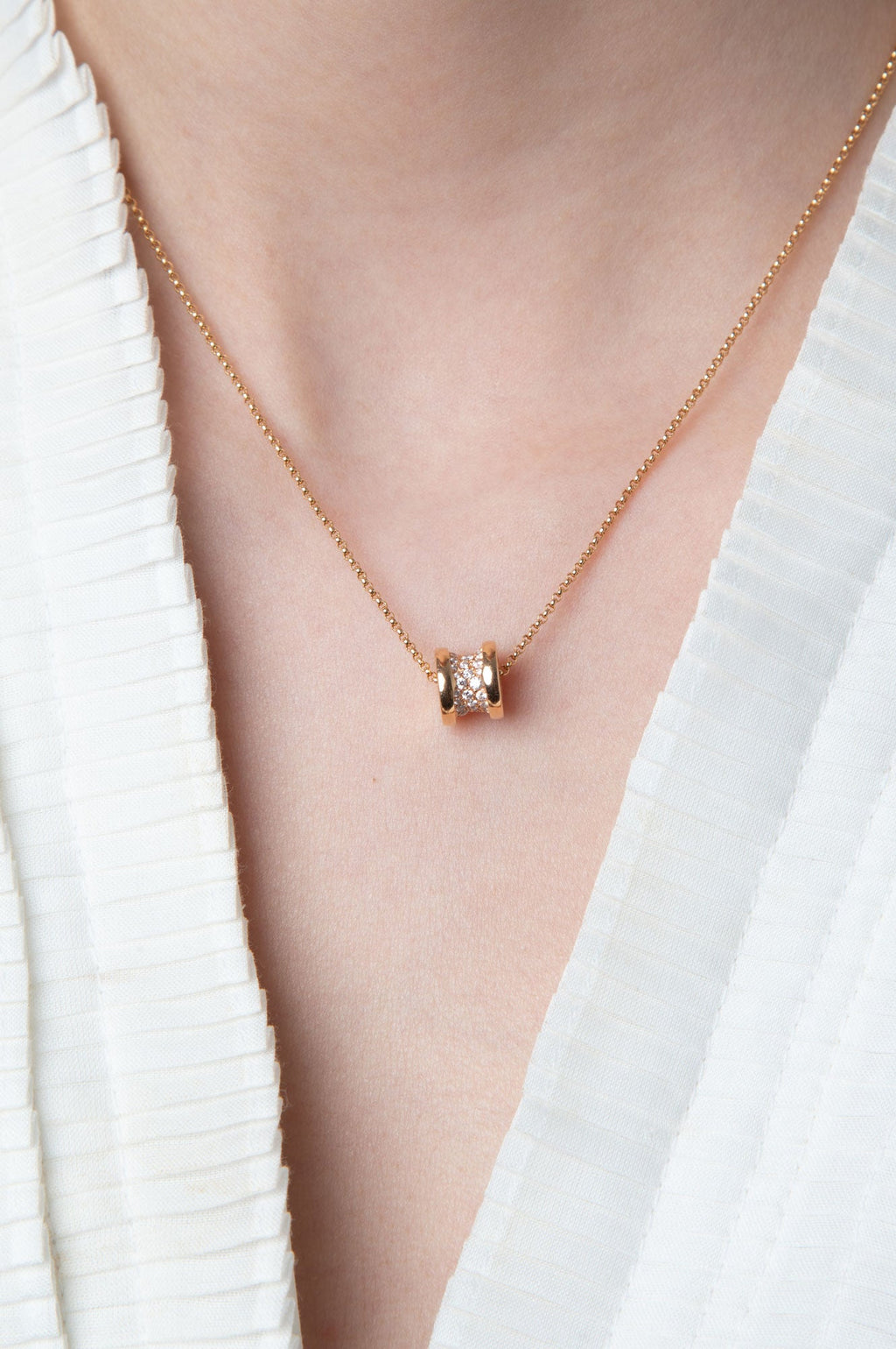 Bvlgari 18K Yellow Gold B.Zero1 Diamond Necklace