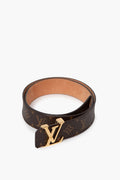 Louis Vuitton 38 mm Monogram Gold Logo Buckle Belt Size 85