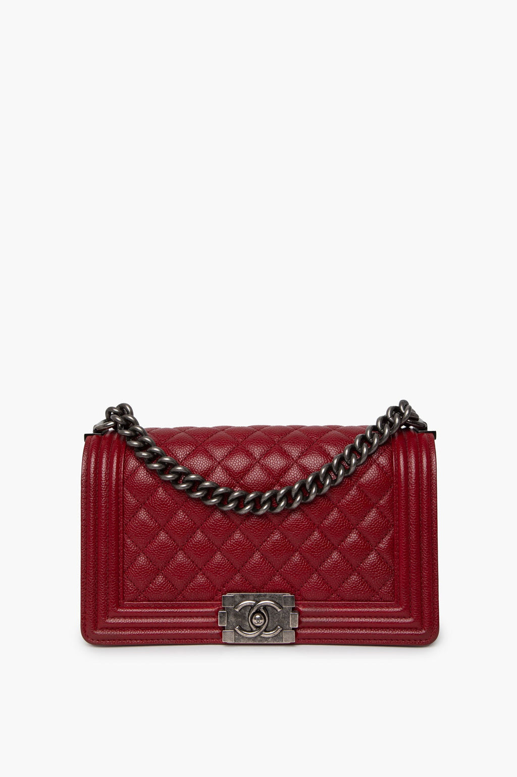 Chanel Red Caviar Le Boy Medium Bag
