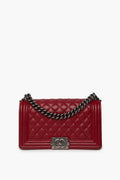Chanel Red Caviar Le Boy Medium Bag