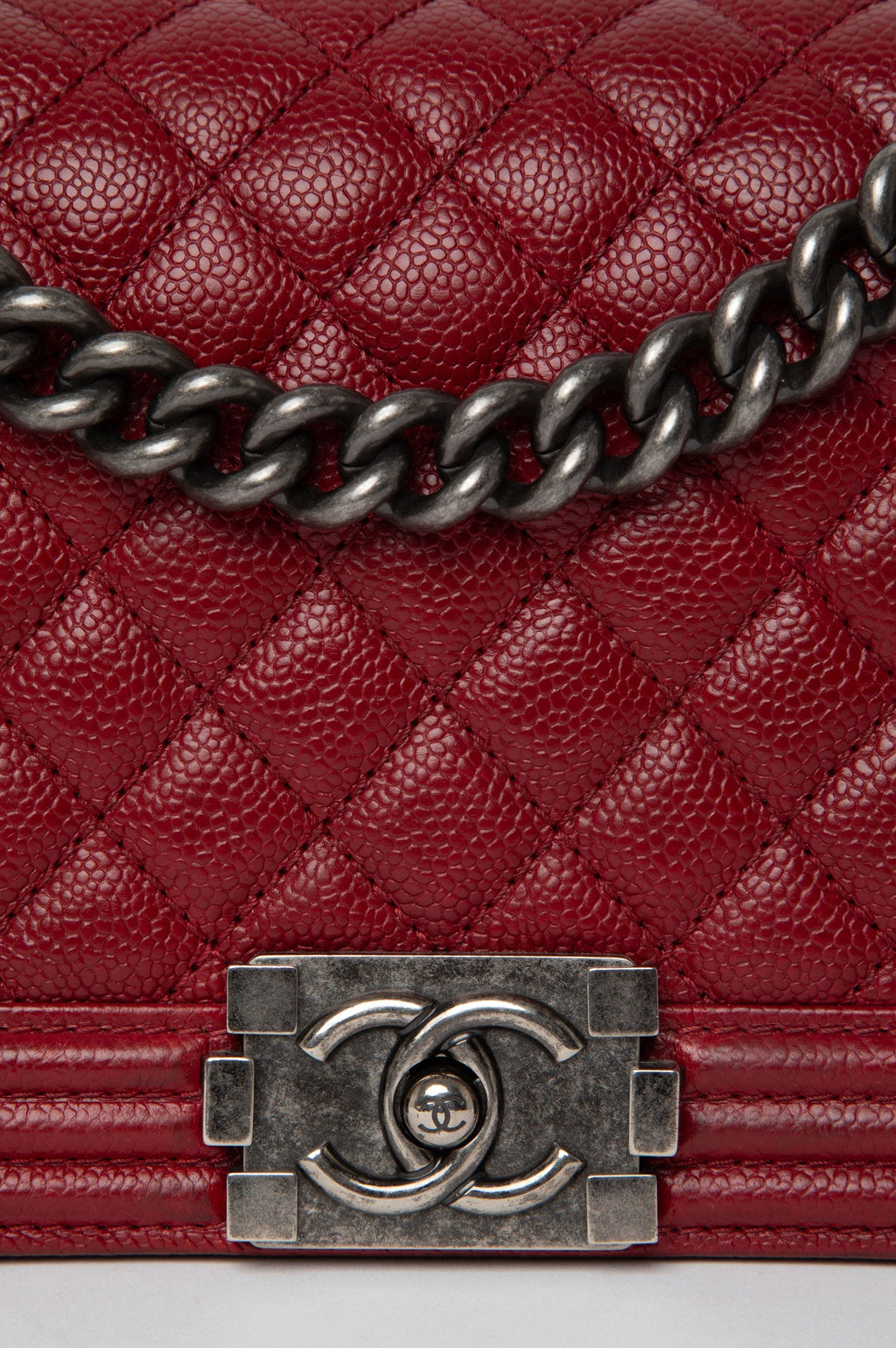 Chanel Red Caviar Le Boy Medium Bag