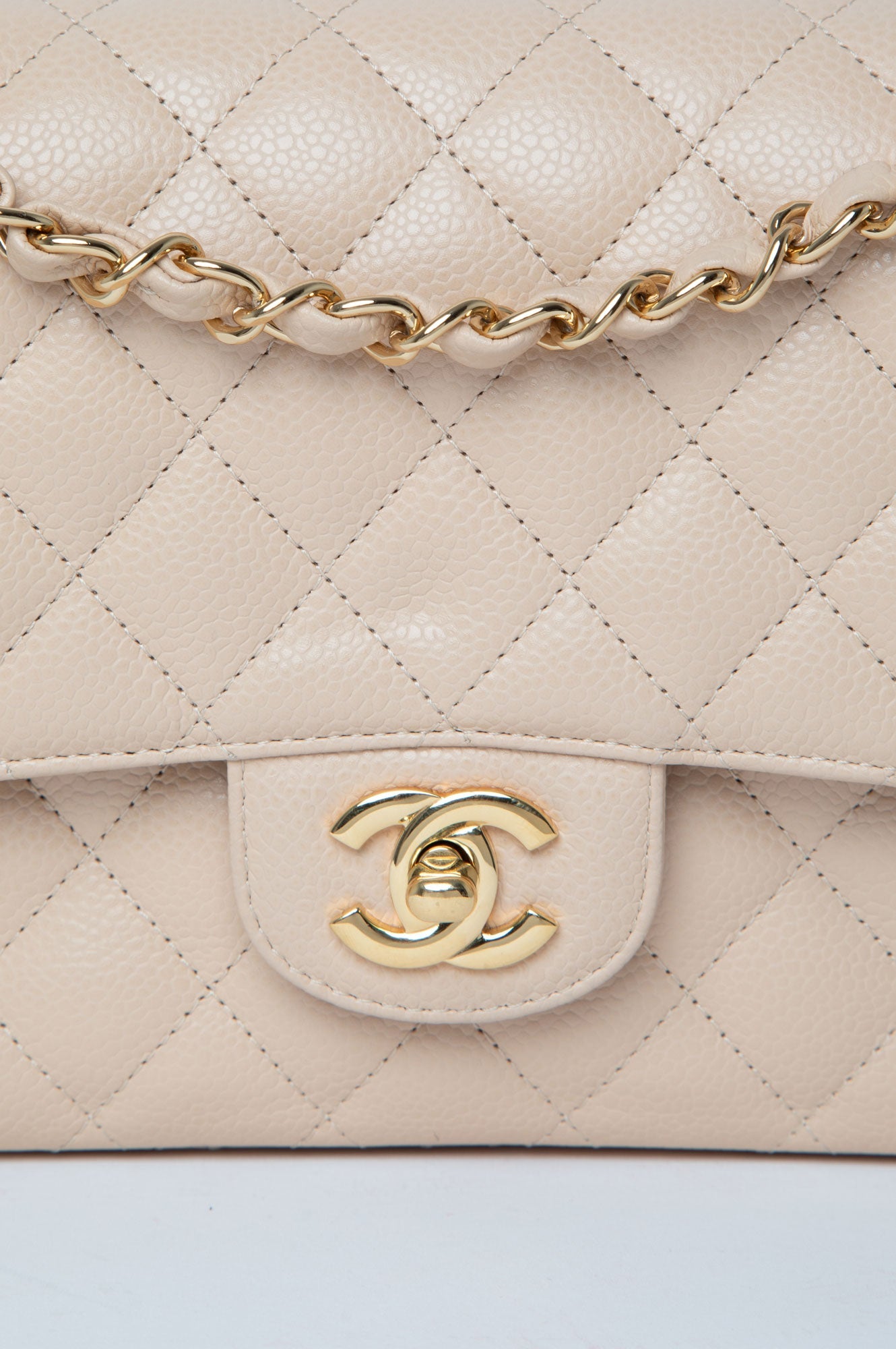 Chanel Beige Caviar Medium Classic Double Flap Bag