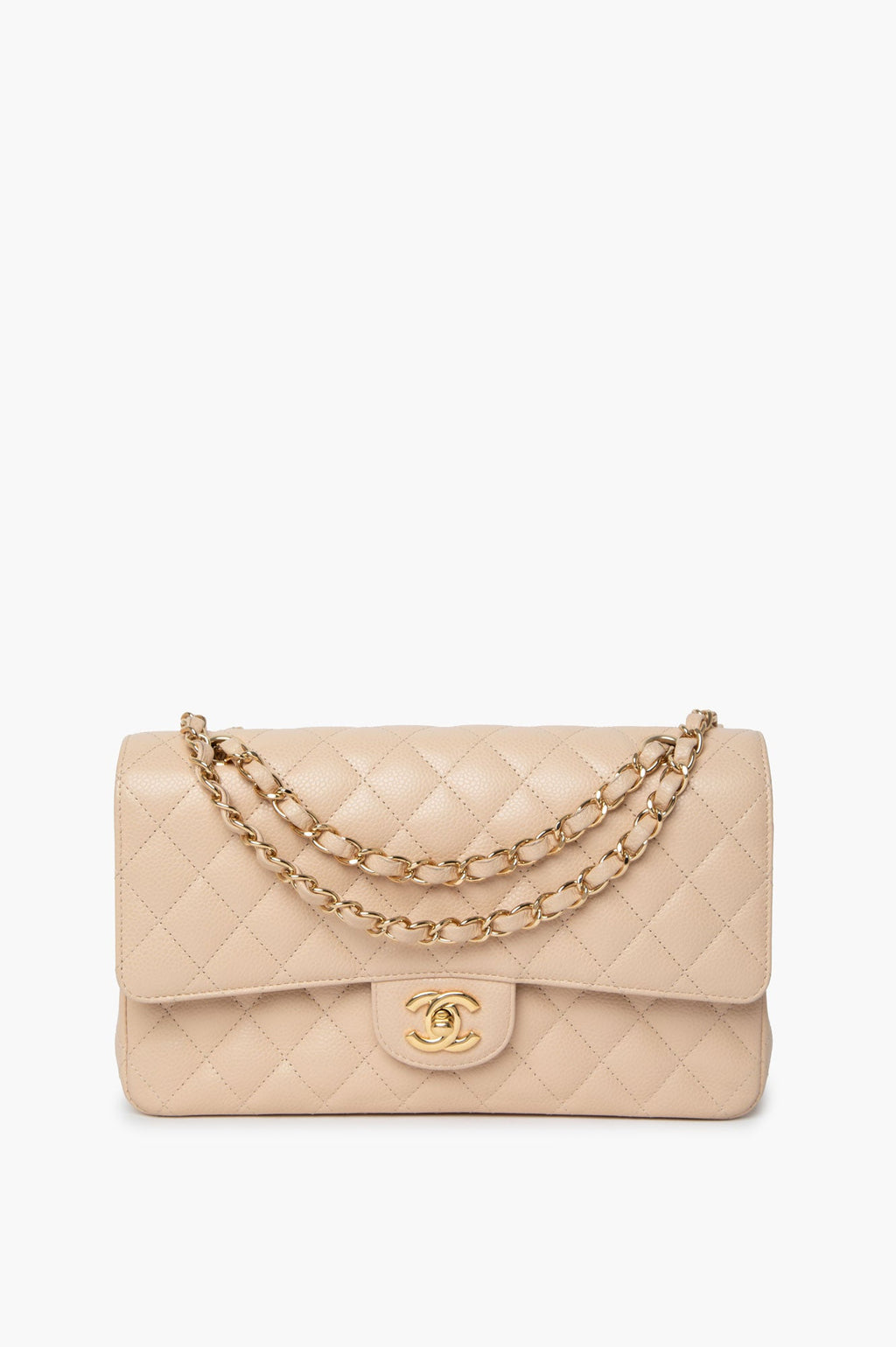 Chanel Beige Caviar Medium Classic Double Flap Bag