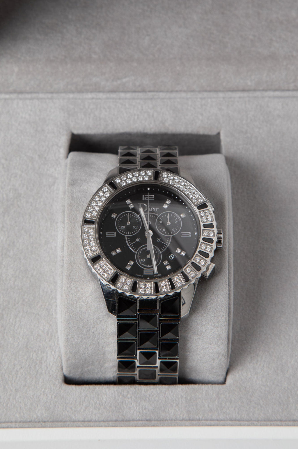 Christian Dior Black 38mm Stainless Steel Diamond Christal Watch
