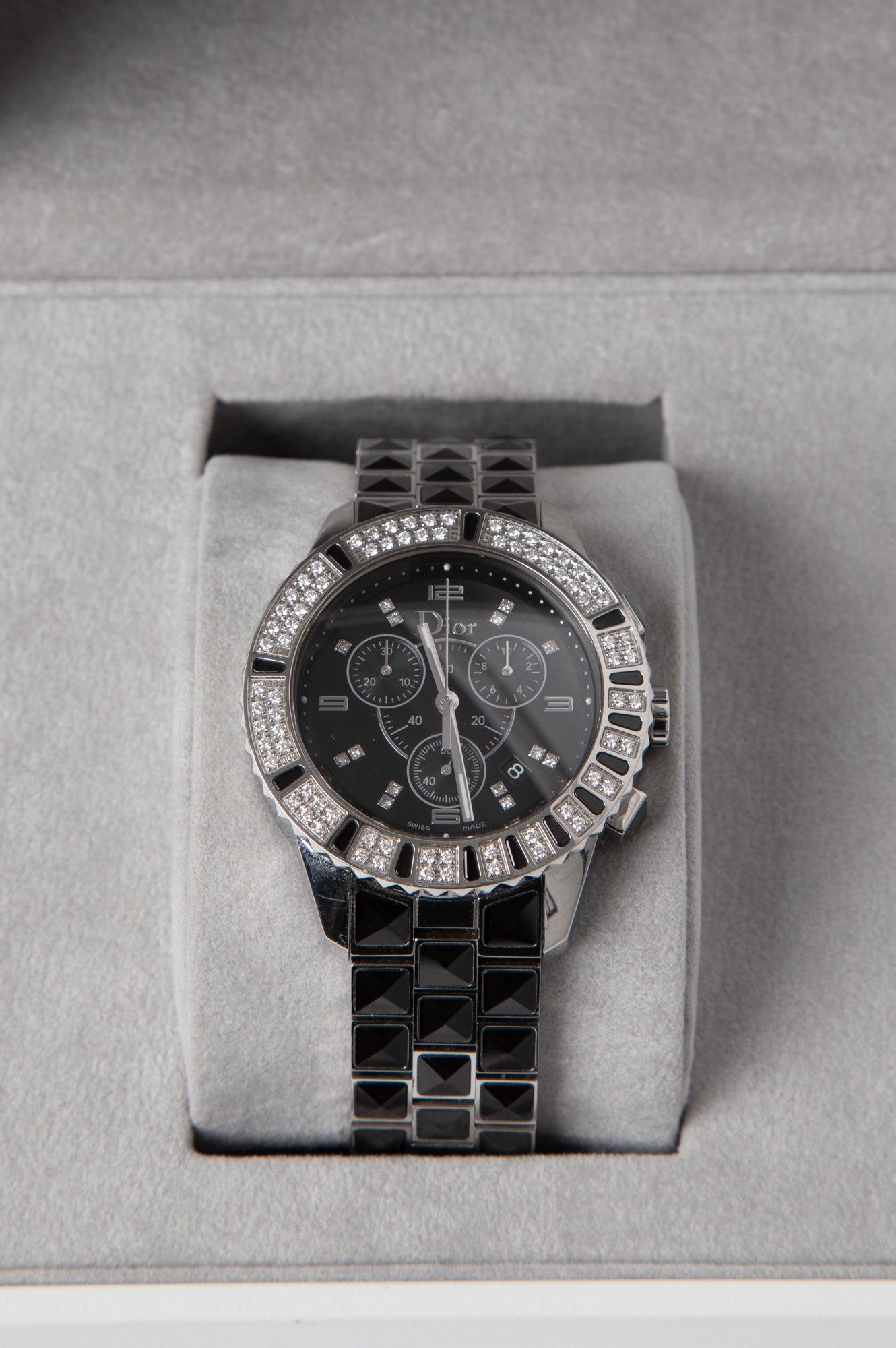 Christian Dior Black 38mm Stainless Steel Diamond Christal Watch
