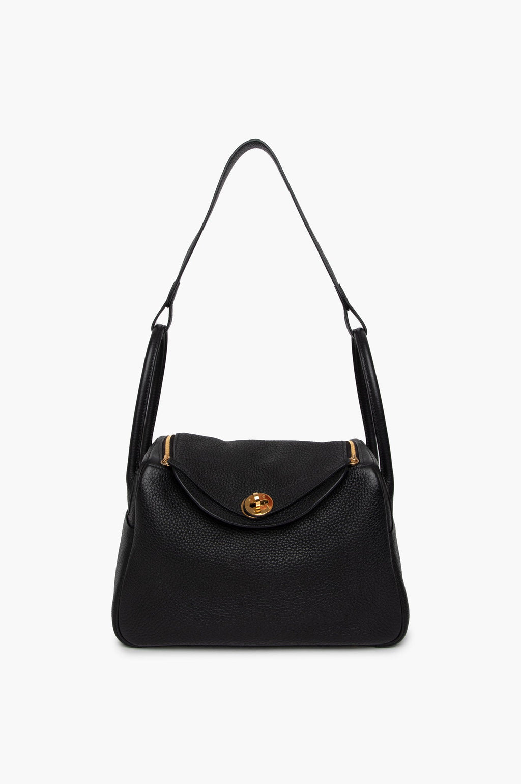 Hermes Black Lindy 26 Clemence GHW Bag