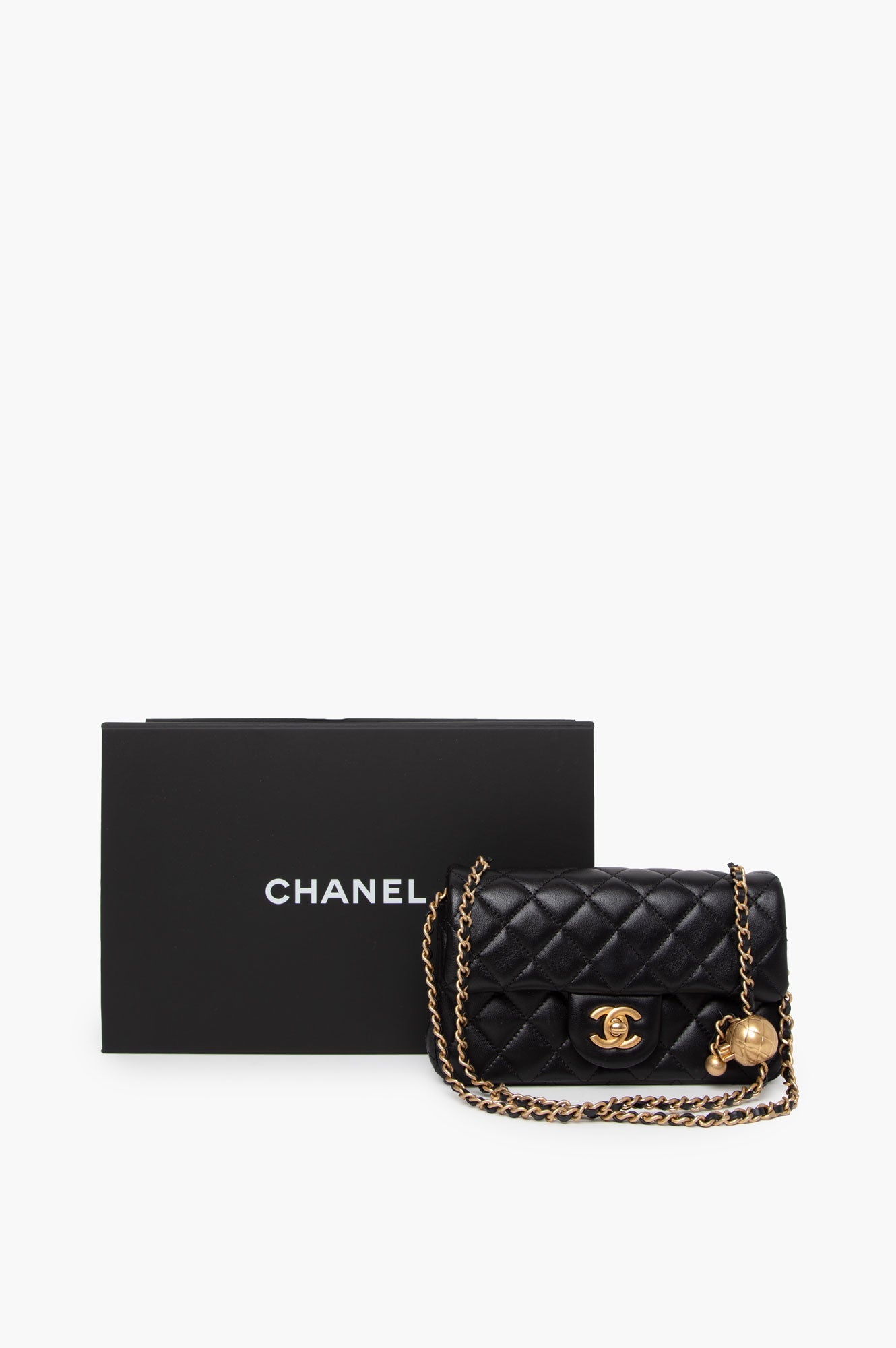 Chanel 2023 Classic Mini Rectangle Pearl Crush Flap Lambskin Bag