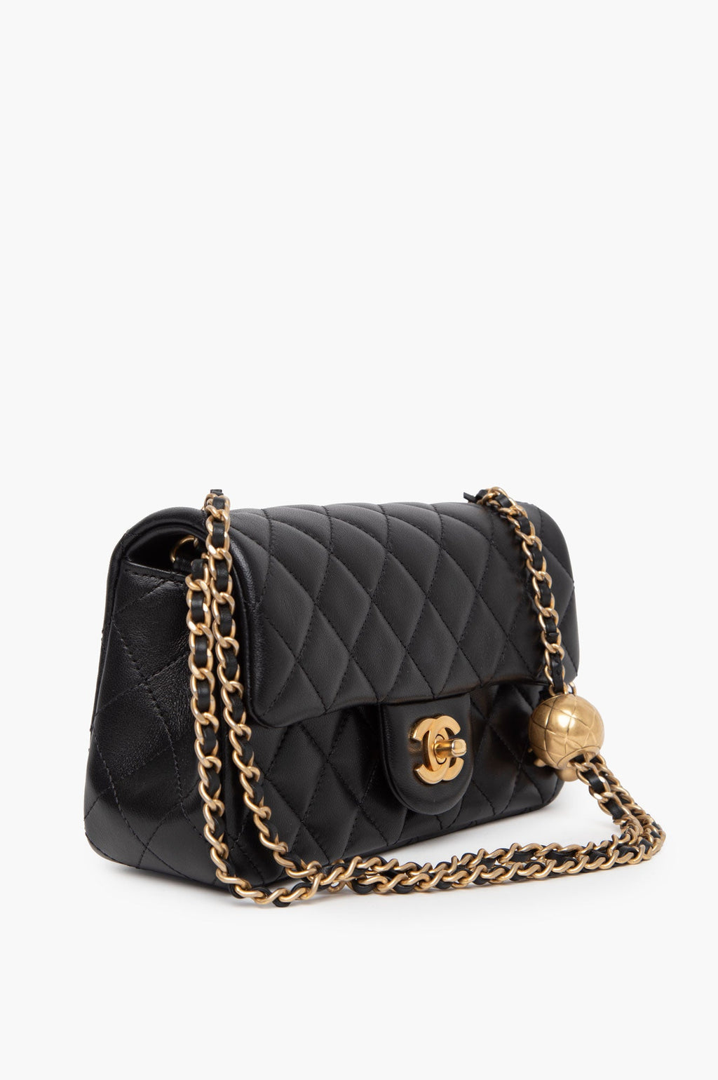 Chanel 2023 Classic Mini Rectangle Pearl Crush Flap Lambskin Bag