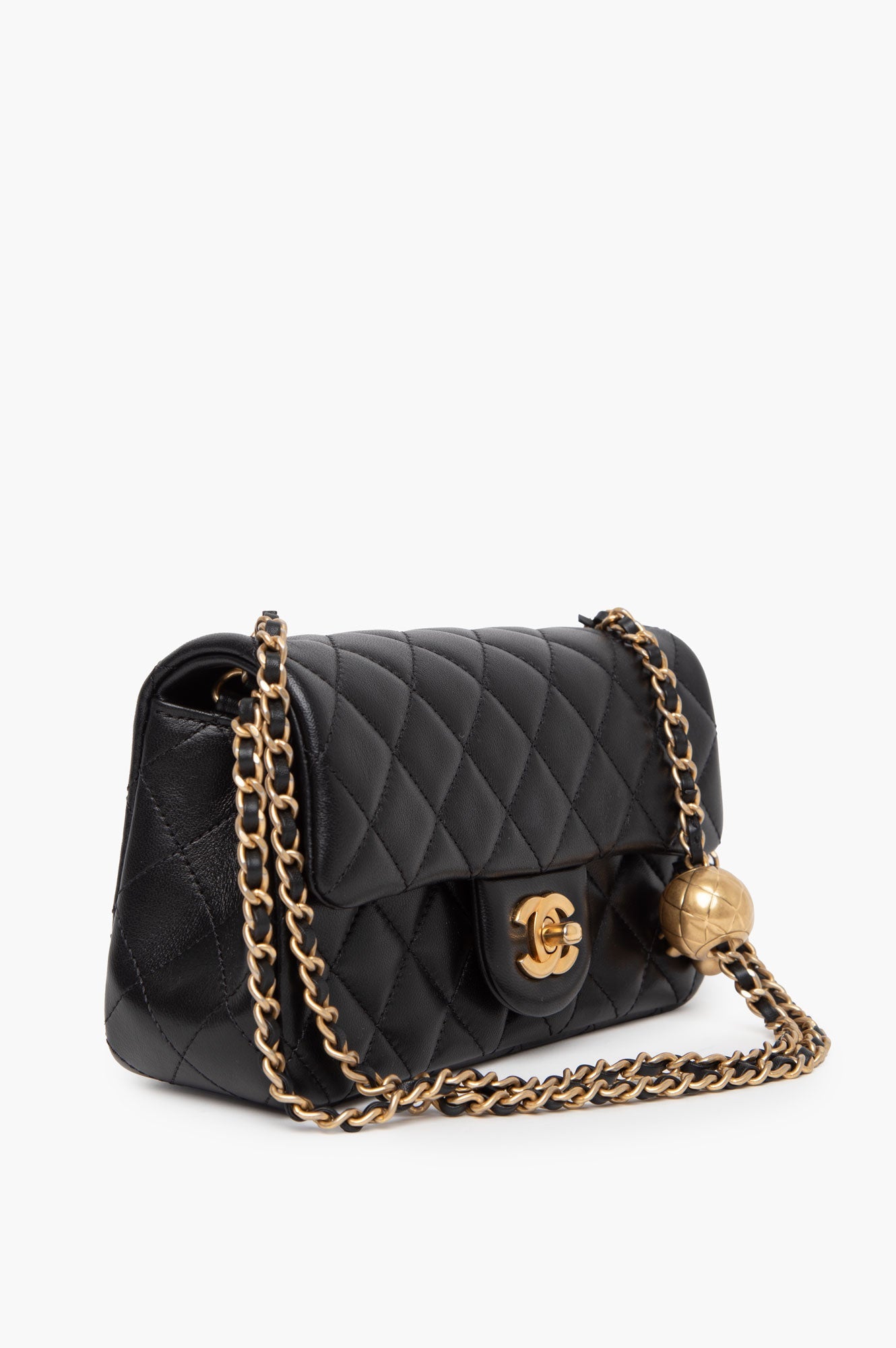 Chanel 2023 Classic Mini Rectangle Pearl Crush Flap Lambskin Bag