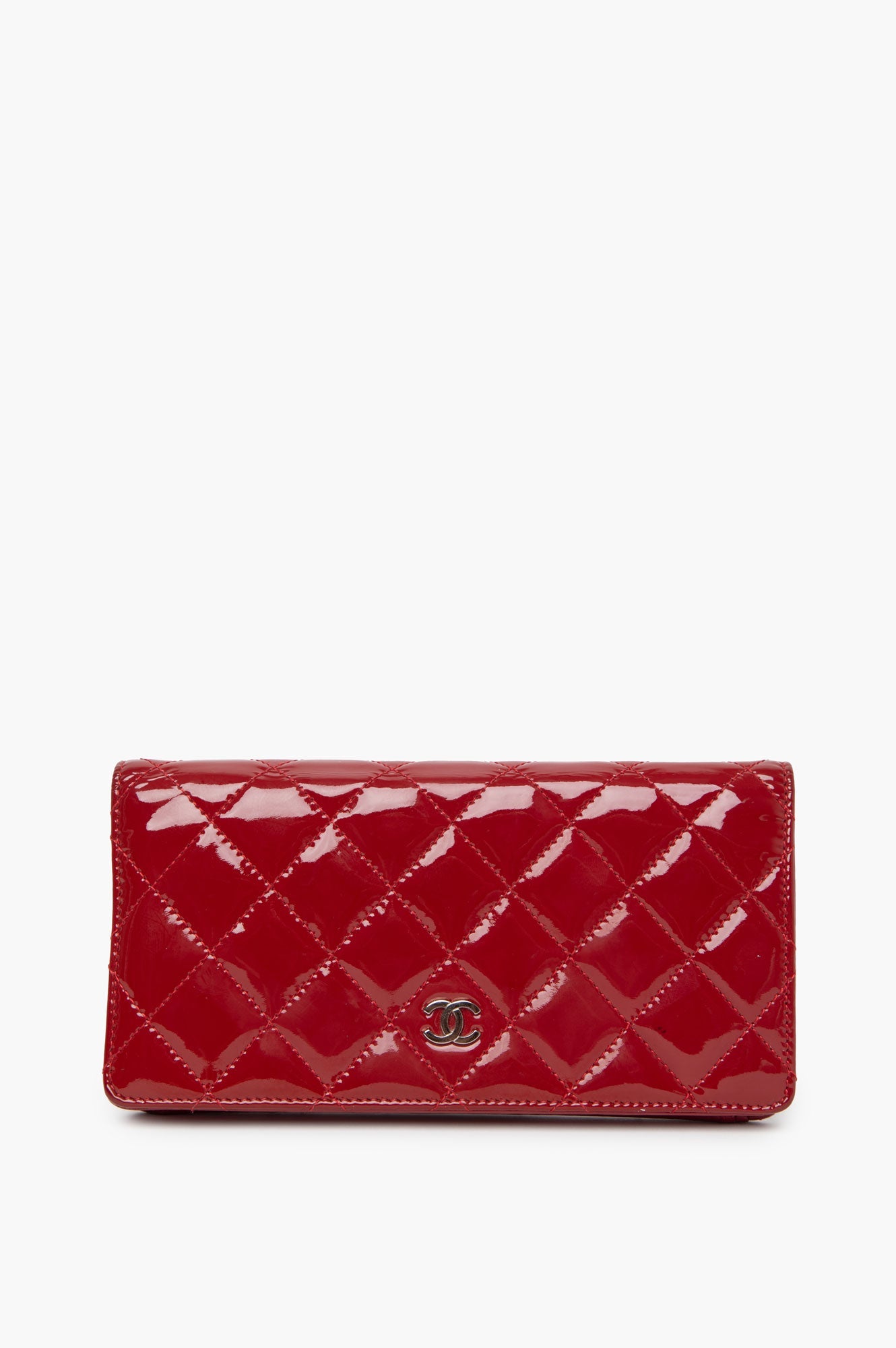 Chanel Red Patent Leather Bifold Wallet