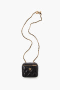 Chanel 2020 Black Pearl Crush Mini Vanity Case Lambskin Chain Bag