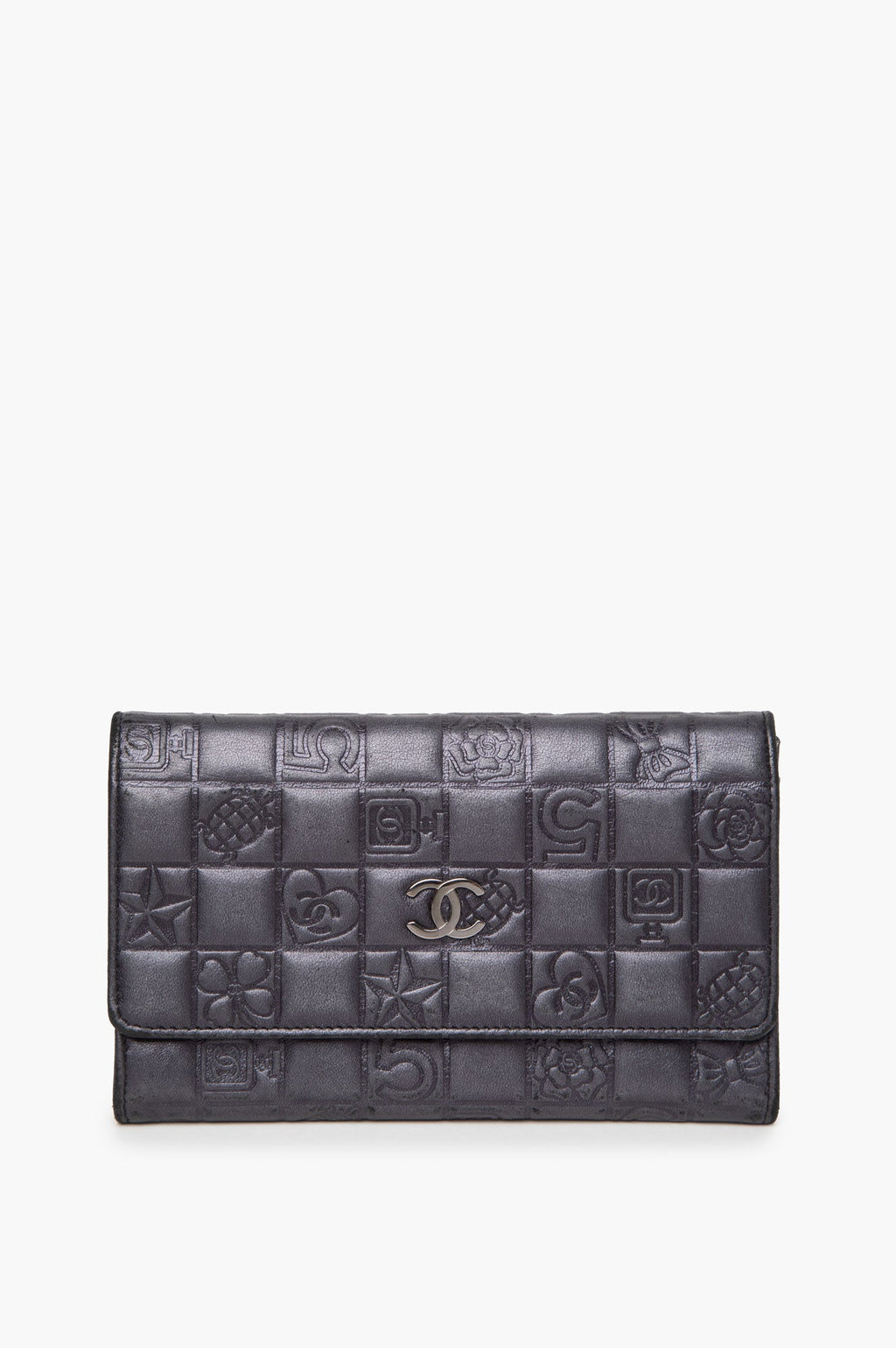 Chanel 2006 Black Emboss Leather Wallet
