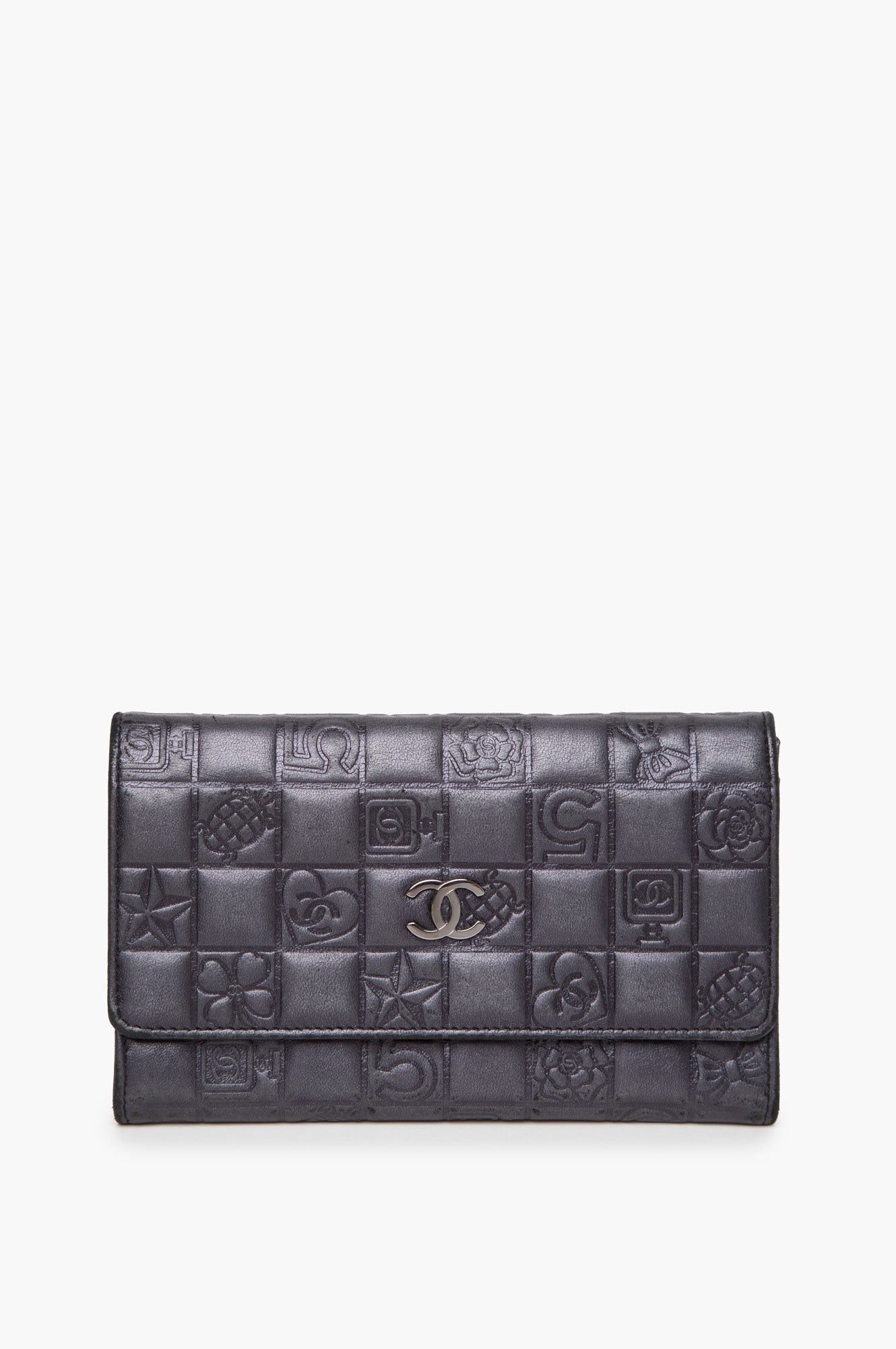 Chanel 2006 Black Emboss Leather Wallet