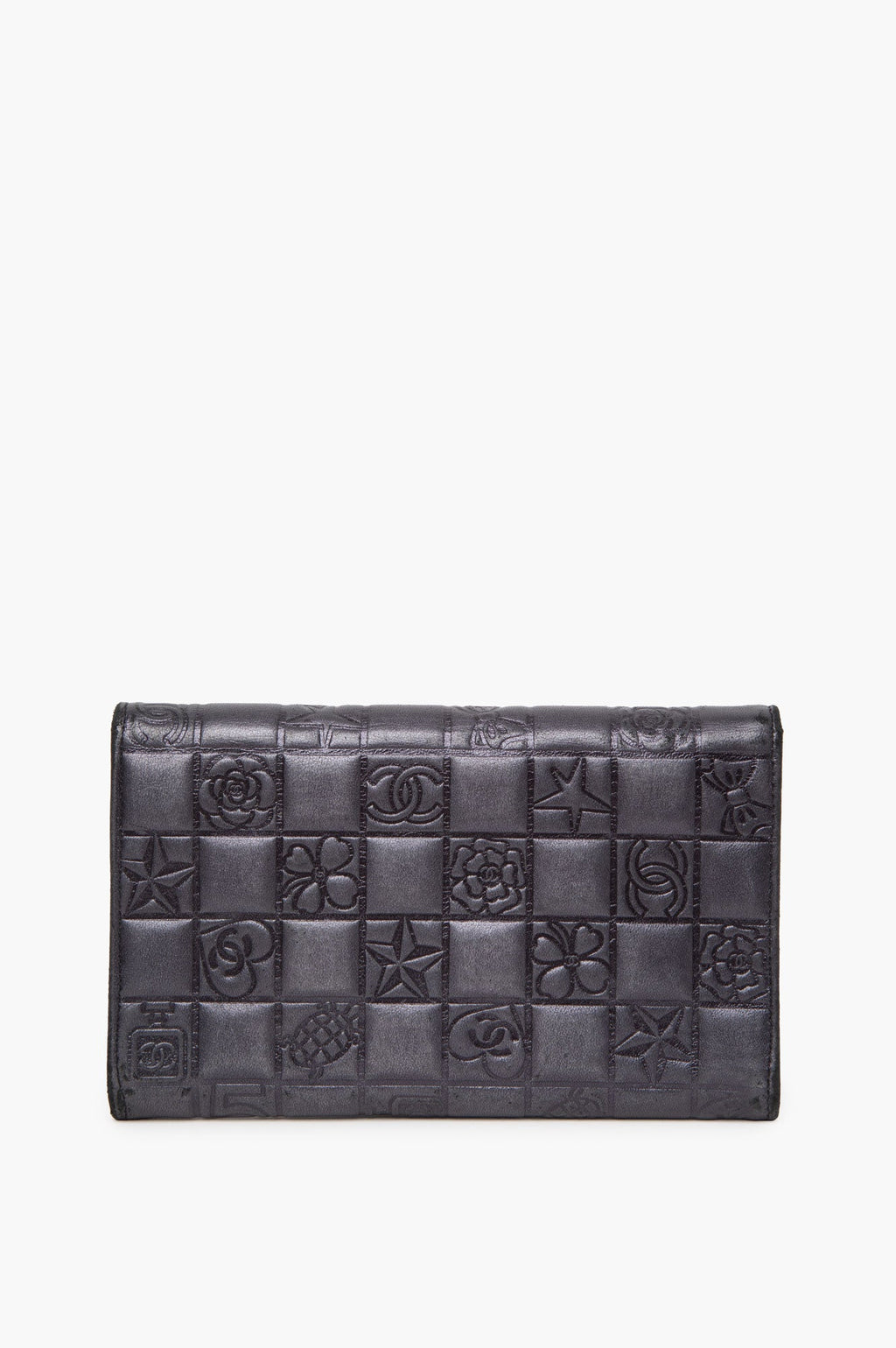 Chanel 2006 Black Emboss Leather Wallet
