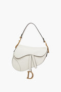 Christian Dior White Medium Saddle Leather Bag