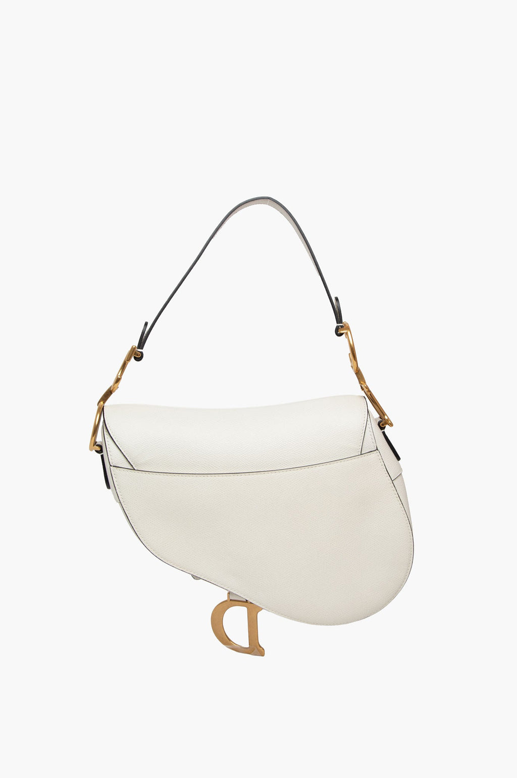 Christian Dior White Medium Saddle Leather Bag