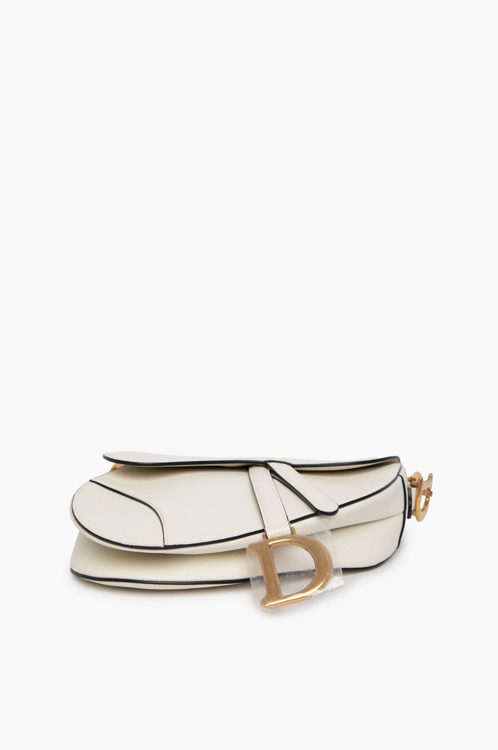 Christian Dior White Medium Saddle Leather Bag